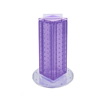 Azar Displays Four-sided 4'' W x 12'' H Pegboard Tower with Revolving 9'' Base, Purple 700220-PUR
